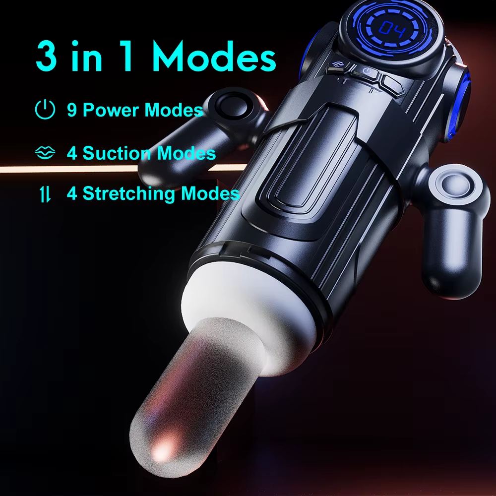 Electric Masturbator Stroker Blowjob with 4 Telescopic & 9 Vibration & 4 Suction Modes