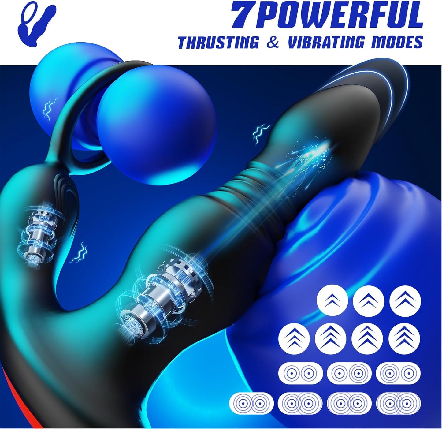 3 IN 1 Prostate Massager Anal Vibrator Penis Ring with 7 Thrusting & 7 Vibrating  Modes