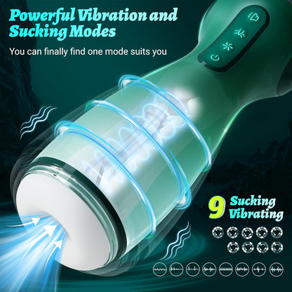Automatic Masturbator Stroker Blowjob Machine with 9 Vibrations 9 Suction & 9 Squeeze