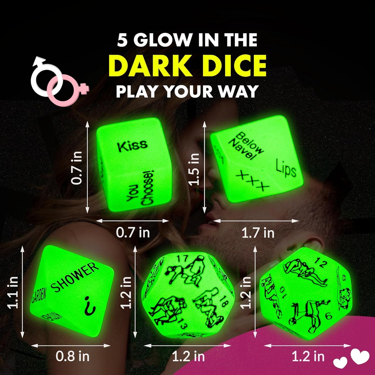 5 Pcs Sex Dice Glow in The Dark Couple Sexy Games