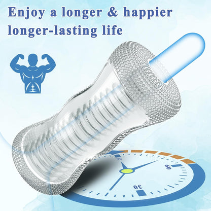 5.7” Portable Clear Stroker Deep Throat Blowjob Pocket Pussy Masturbator