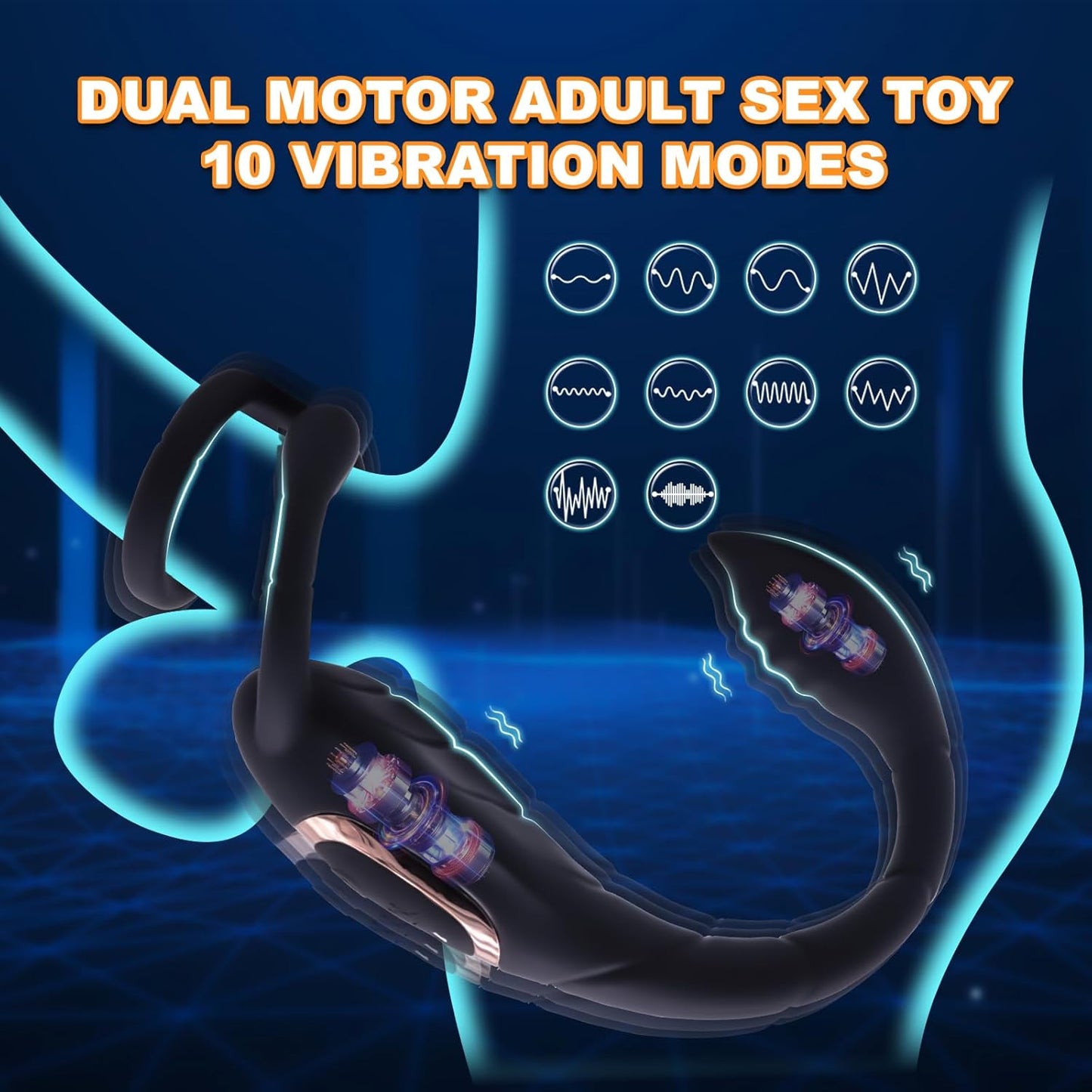 3 IN 1 Cock Ring Prostate Massager Anal Vibrator with 9 Powerful Vibration Modes
