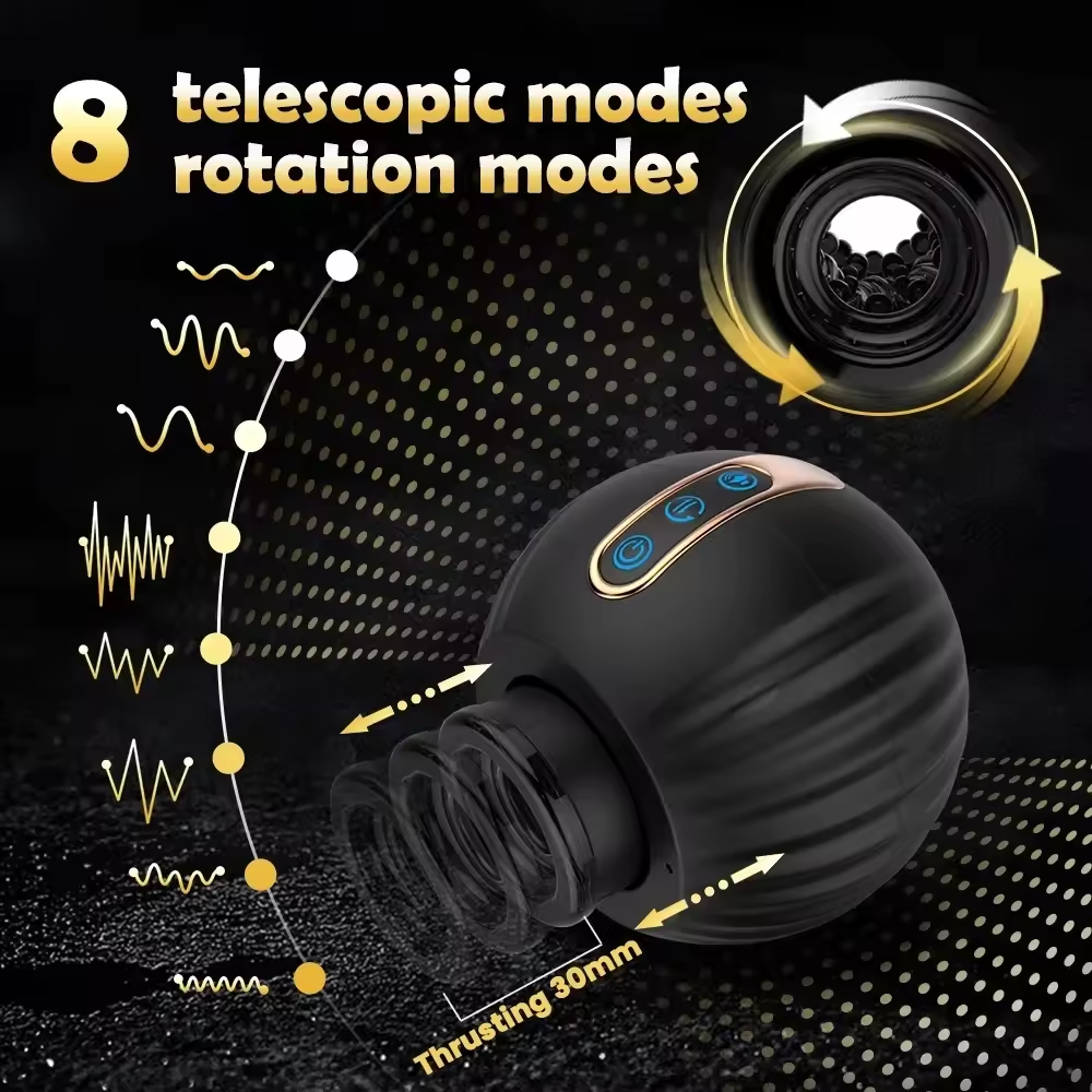 High-tech Automatic Masturbator Stroker with 8 Rotation & Telescopic Modes
