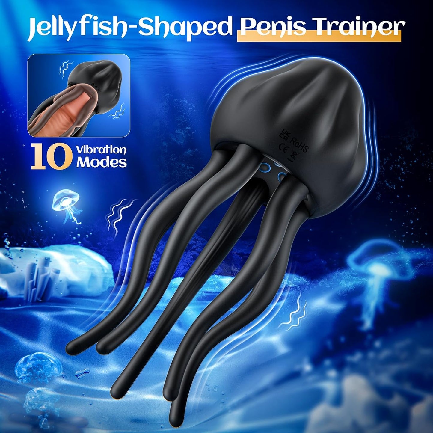 Jellyfish-Shaped Penis Vibrator Masturbator with 10 Vibrating Modes