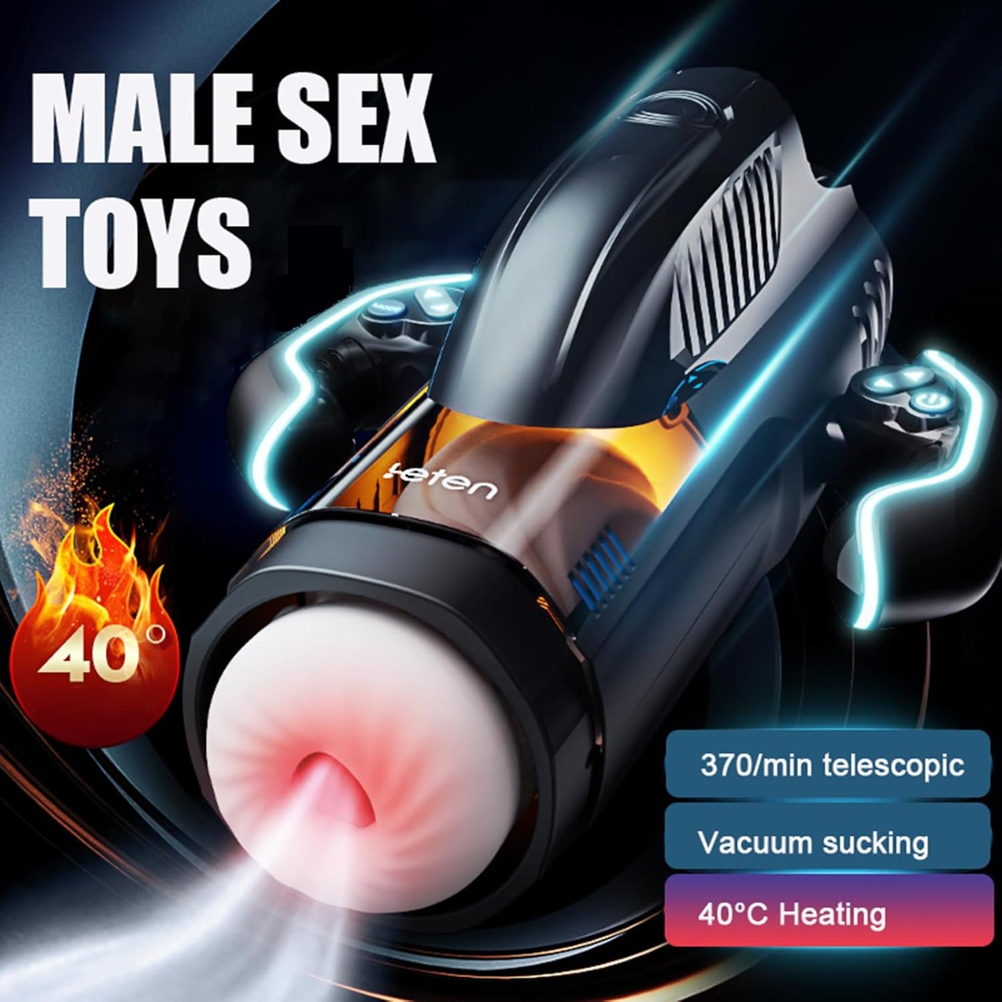 Automatic Masturbator Stroker Sex Machine with 10 Sucking & Thrusting & Heating Modes