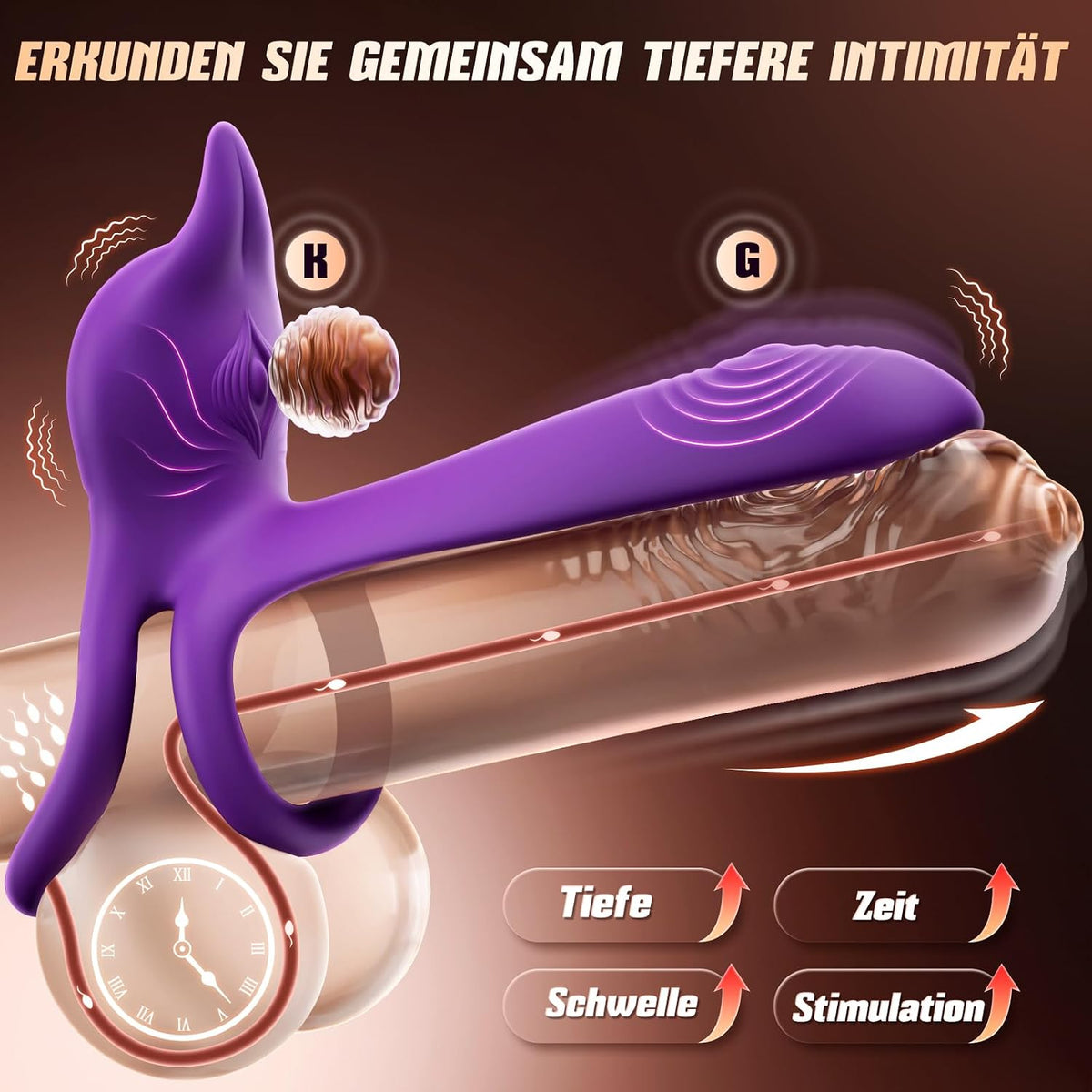 Dual Cock Ring Penis Trainer Vibrator Clitoral Stimulator with 10 Vibration Modes
