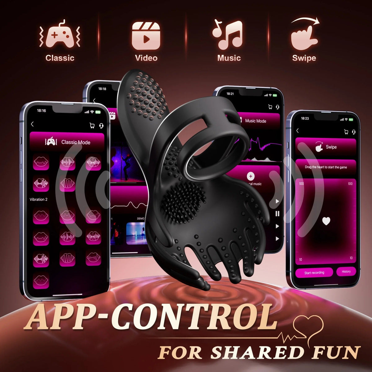 3 IN 1 Cock Ring Vibrator Testicle Stimulator Massager with 10 Vibration Modes