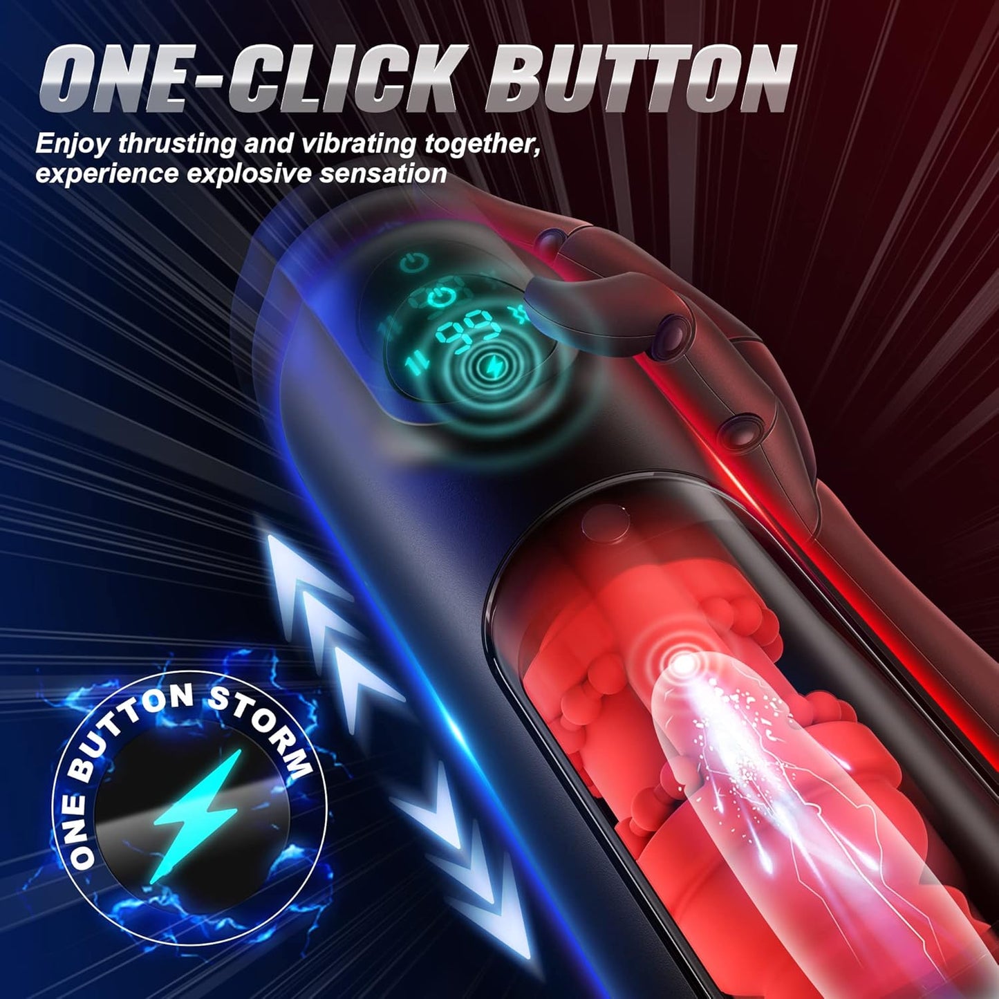 LCD Display Automatic Masturbator Stroker with 8 Vibrating & 8 Thrusting