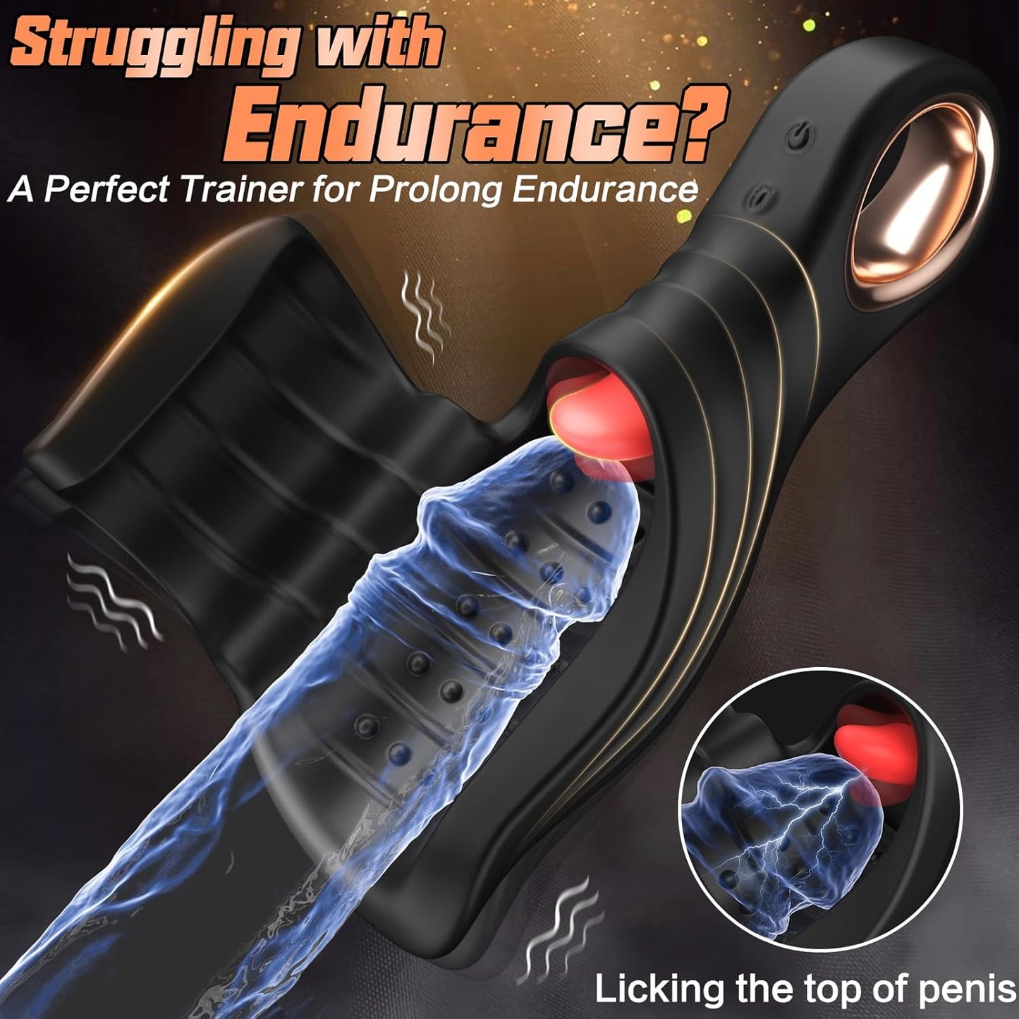 4 IN 1 Penis Trainer Glans Vibrator Blowjob with 10 Licking & Vibrating Modes
