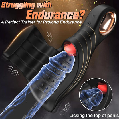 4 IN 1 Penis Trainer Glans Vibrator Blowjob with 10 Licking & Vibrating Modes
