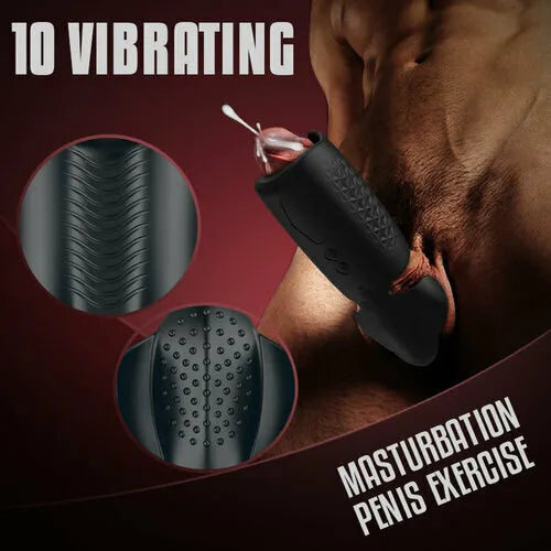 360° Wrapped Penis Traine Glans Stimulator Masturbator with 10 Pulse Vibration Modes