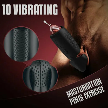 360° Wrapped Penis Traine Glans Stimulator Masturbator with 10 Pulse Vibration Modes