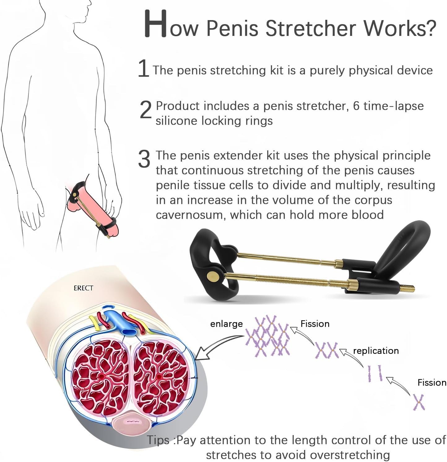 Adjustable Penis Training Enlarger Device Stretcher Expander Set