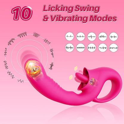 10 Licking & Vibrating Modes Clitoral Licking G Spot Vibrator