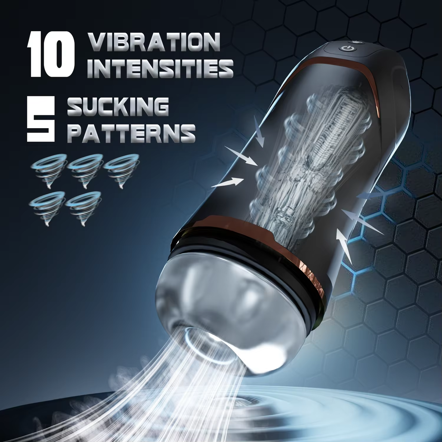 Auto Masturbator Penis Pump Stroker Machine Erotic Massage with 10 Vibrating & 5 Sucking
