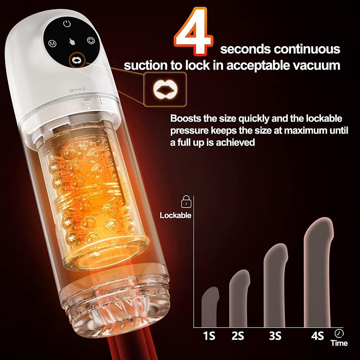 4 IN 1 Automatic Masturbator Penis Pump with 7 Rhythmic Suction & 7 Rotation Modes