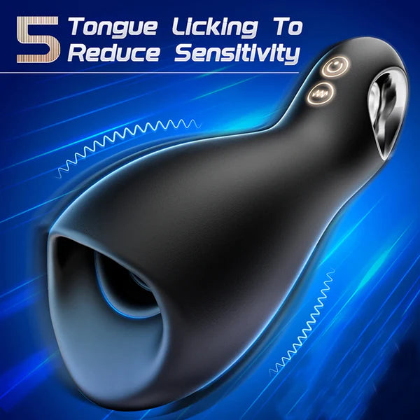 360° Wrapped 10 Vibrating & 5 Tongue Licking Male Masturbator Penis Vibrator