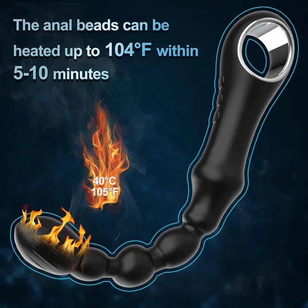 Anal Vibrator Beads Butt Plug Prostate Massager with 7 Vibration & Heating Modes