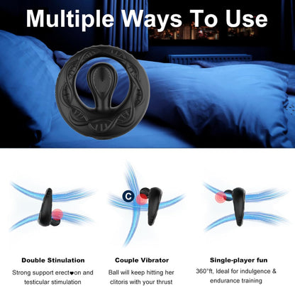 APP Pleasure Cock Ring Penis Vibrator Testicle Stimulator with 9 Vibration Modes