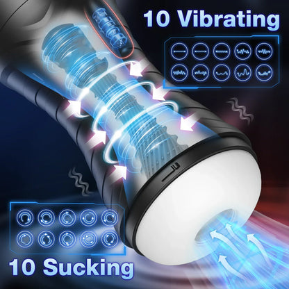 2 In 1 Automatic Male Masturbator Vacuum Pump with 10 Vibration & Suction Modes
