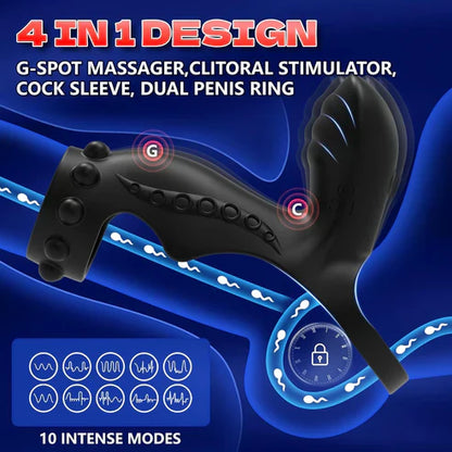 360° Raised Grains Penis Ring Trainer Masturbator with 9 Vibrating Modes