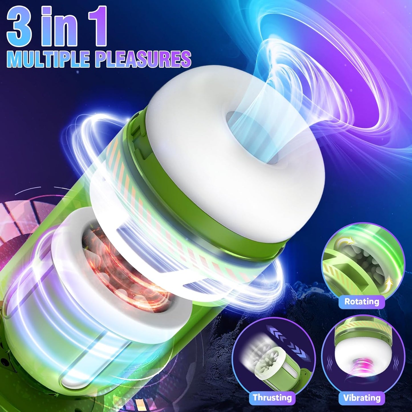 3 IN 1 Automatic Male Masturbator with Upgrade 8 Thrusting Rotating & 5 Vibration