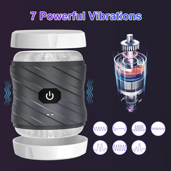 Double-ended Penis Trainer Vibrator Stroker Blowjob with 7 Vibration Modes