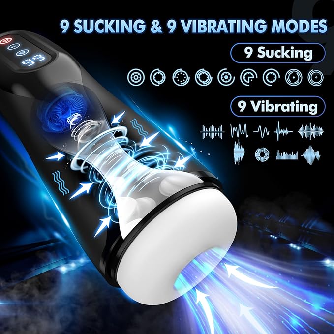 Automatic Sucking Heating Stroker Male Masturbator with 9 Suction & Vibrating Modes