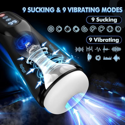 Automatic Sucking Heating Stroker Male Masturbator with 9 Suction & Vibrating Modes