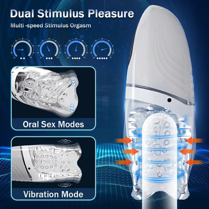 Electric Glans Penis Trainer Masturbator Cup with 5 Bites & 8 Vibration Modes