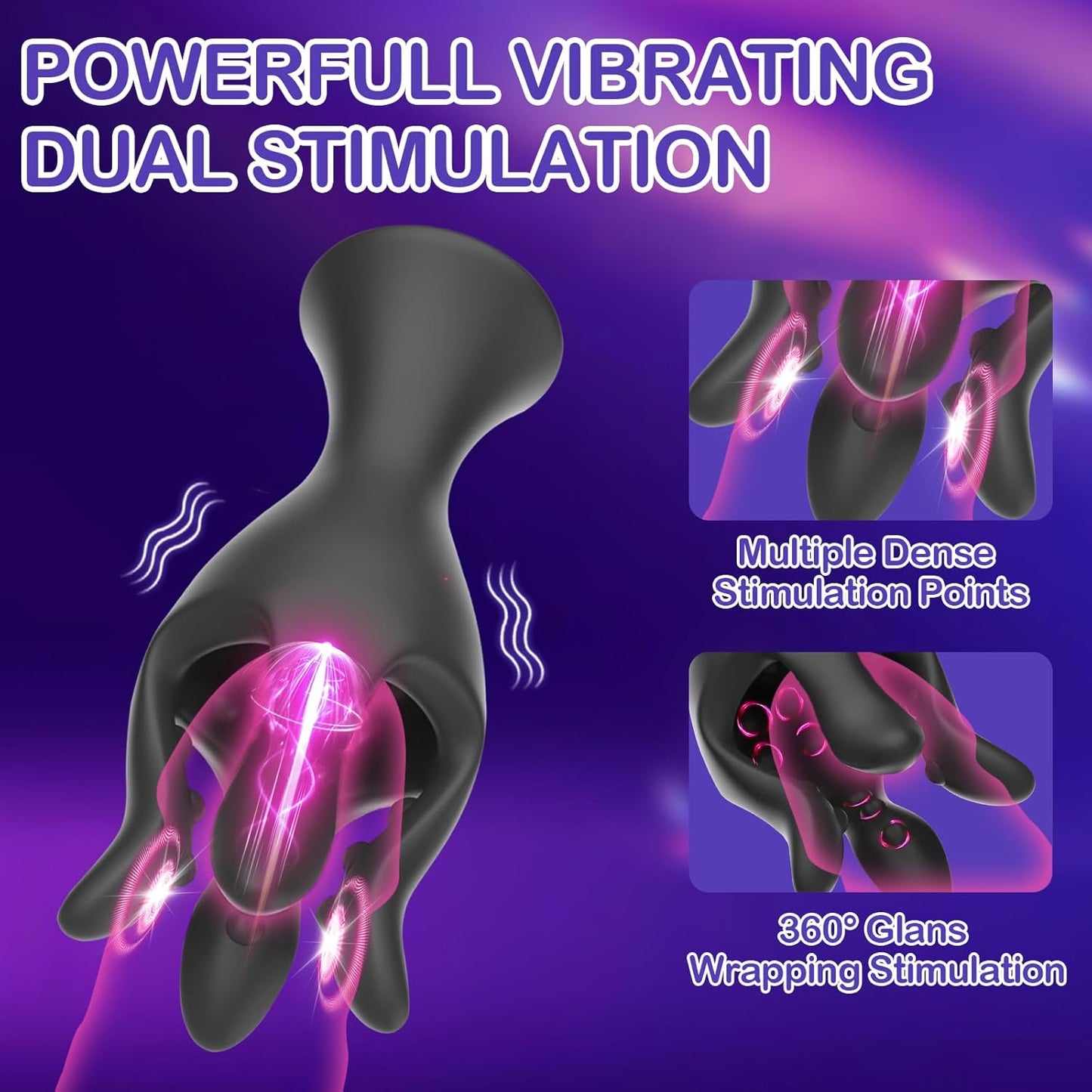 360° Wraping Penis Vibrator Tentacle Stimulator with 10 Vibrating Modes
