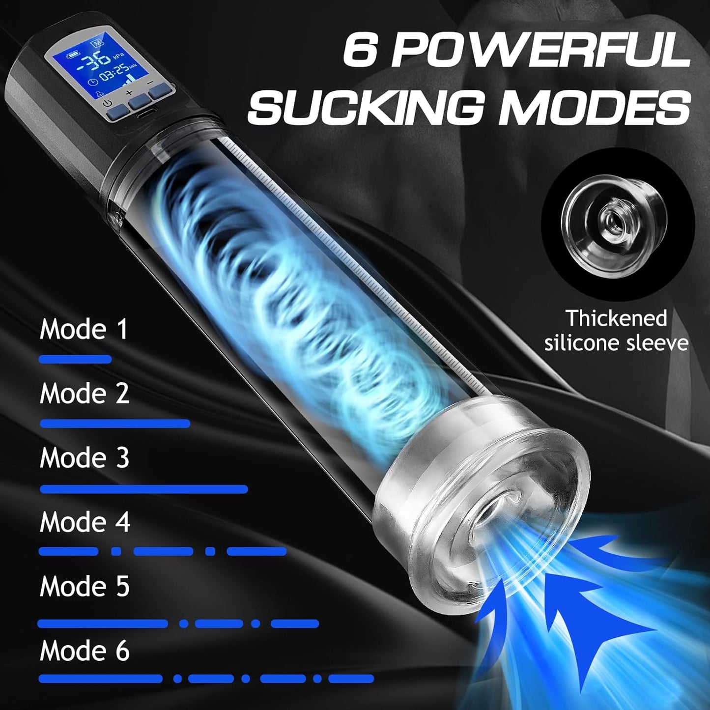 6 Powerful Sucking Modes Automatic Vacuum Penis Enlargement