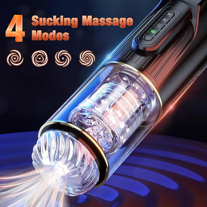 Automatic Masturbator Stroker Blowjob Machine with 4 Sucking & 10 Thrusting & Rotating