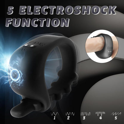 Adjustable Cock Ring Penis Trainer Glans Stimulator with 5 Elektro Shock Modes
