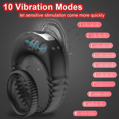 Penis Rings Vibrator Enhancer Glans Trainer with 10 Vibration Modes