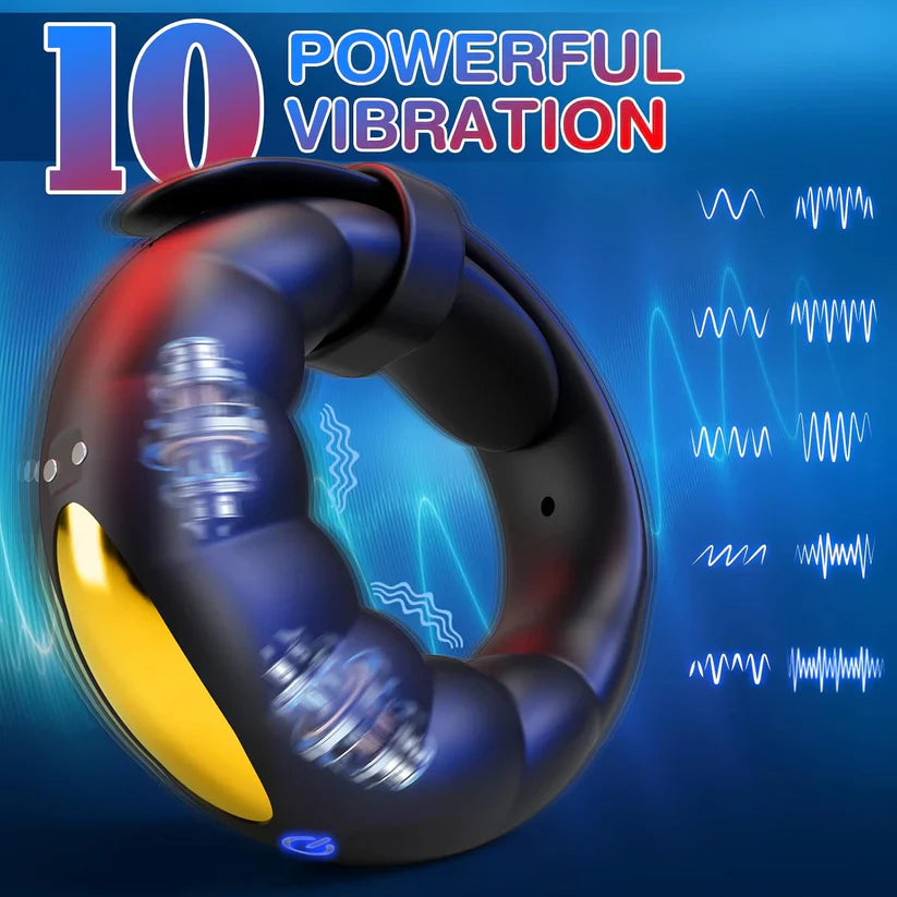Dual Motor Adjustable Penis Ring Vibrator Masturbator with 10 Vibration Modes