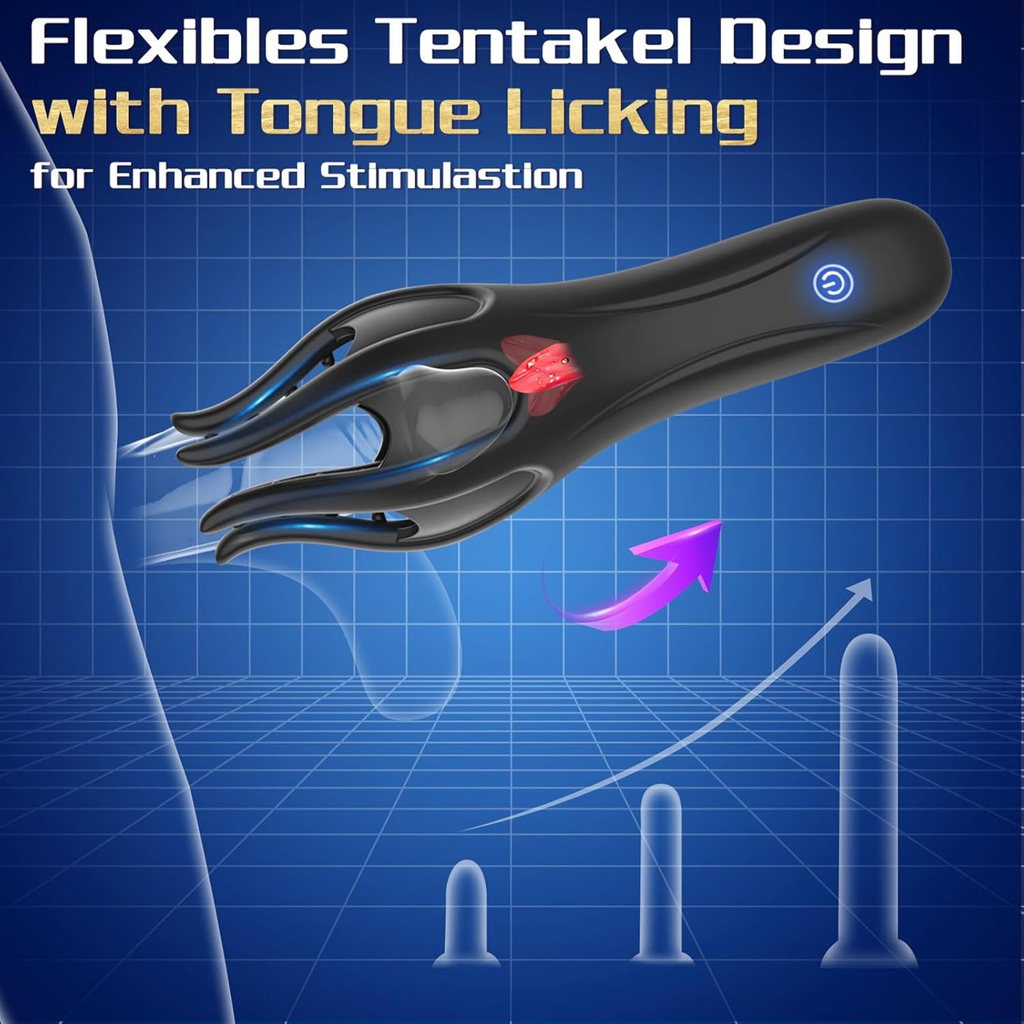 3 IN 1 Penis Vibrator Glans Trainer Masturbator with 10 Vibration & Licking Modes