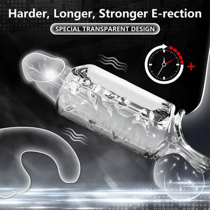 Electric Penis Sleeve Cock Vibrator Masturbator with 10 Vibration Modes