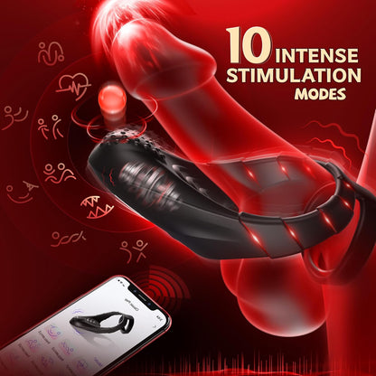 Dual Penis Rings Erection Vibrators with 10 Vibration Settings