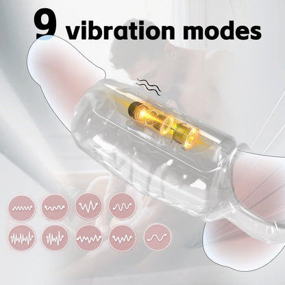 Vibrating Penis Cock Sleeve Ring Vibrator Extender with 9 Stimulation Modes