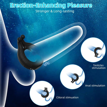 Penis Ring Vibrator Stimulator Adult Sex Toy with 10 Vibrating Patterns