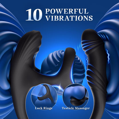 3 IN 1 Prostata Massager Penis Ring Anal Vibrator mit 10 Vibration & Rotation Modes