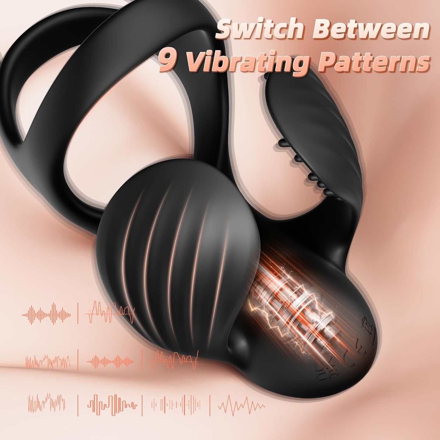 Electric Testicle Penis Trainer Vibrator Massager Cock Ring with 9 Vibration Modes