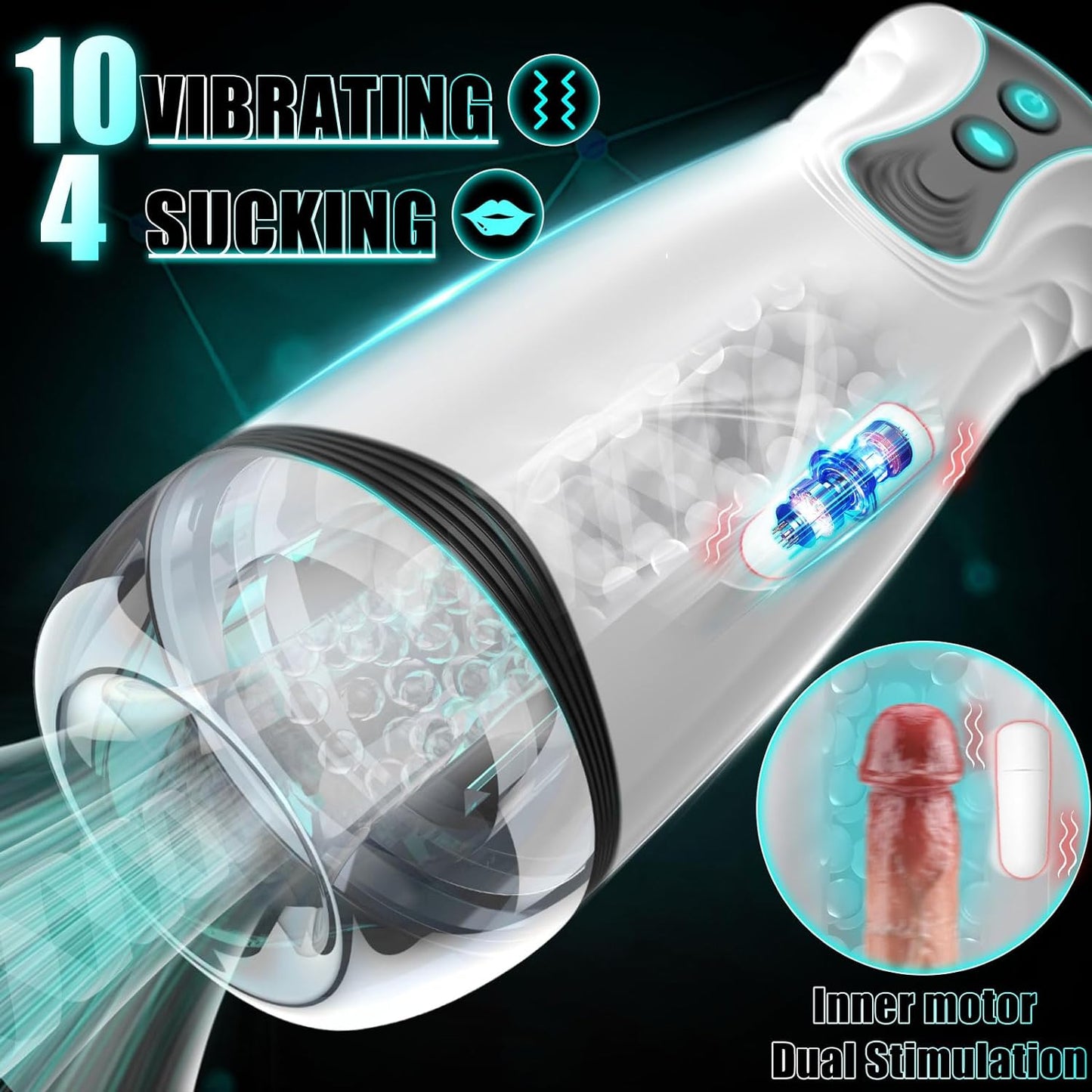 3 in 1 Automatic Sucking Male Masturbator Stroker with 10 Vibration & 4 Suction