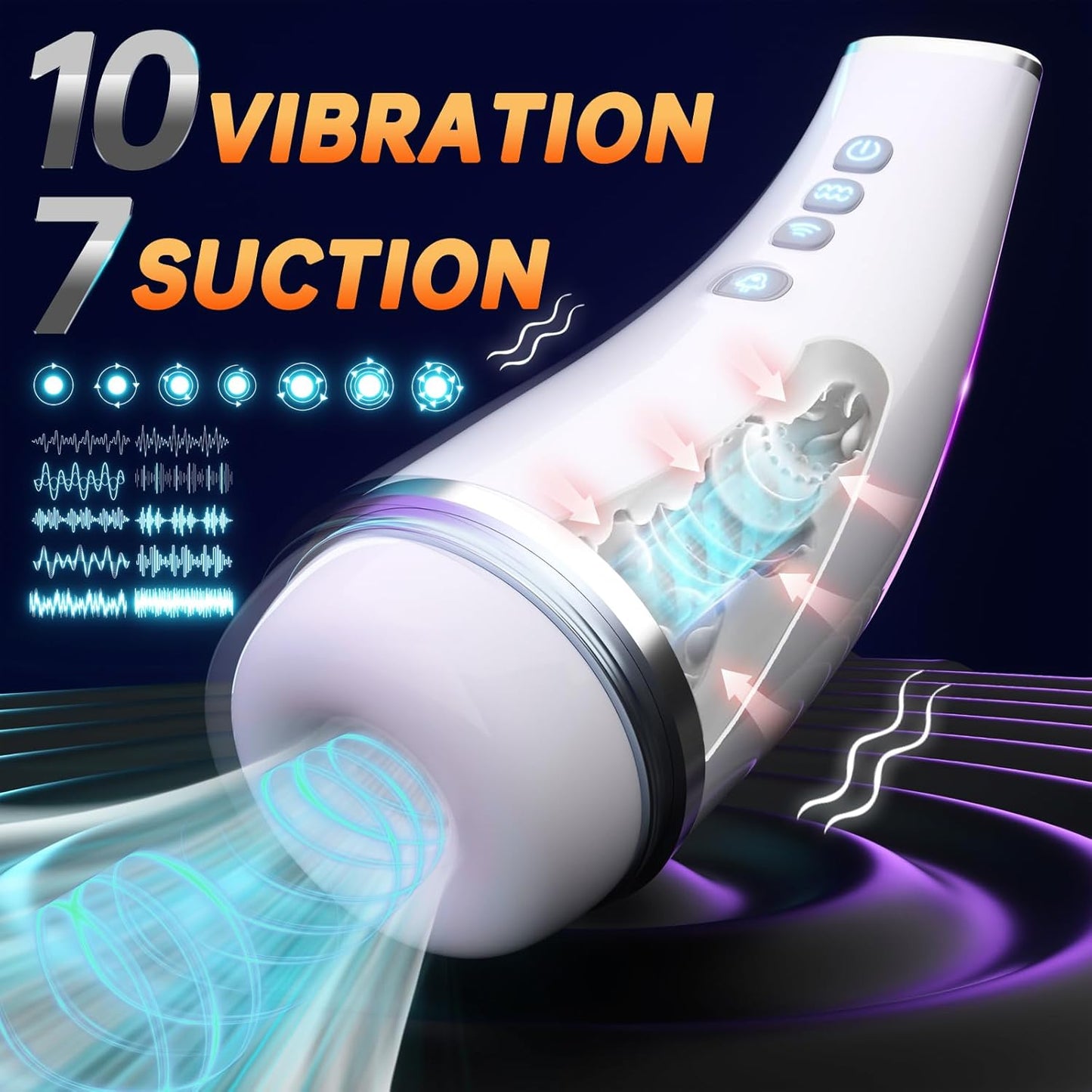 LCD Display Smart Masturbator Stroker with 7 Suction & 10 Vibration Modes