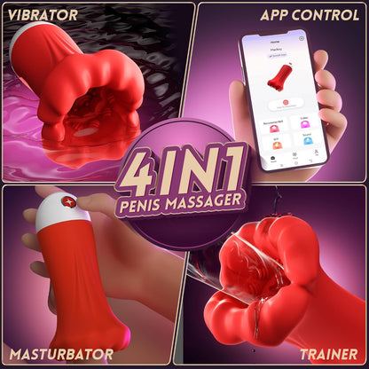 4 IN 1 Penis Vibrator Pocket Pussy Pump Masturbator with 9 Training Stroker Modes