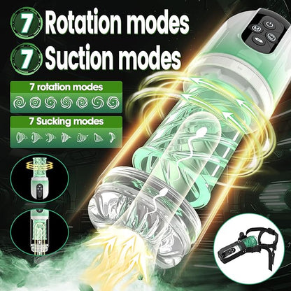 2 in 1 Automatic Male Masturbator Penis Pump with 7 Sucking & Rotating & Licking