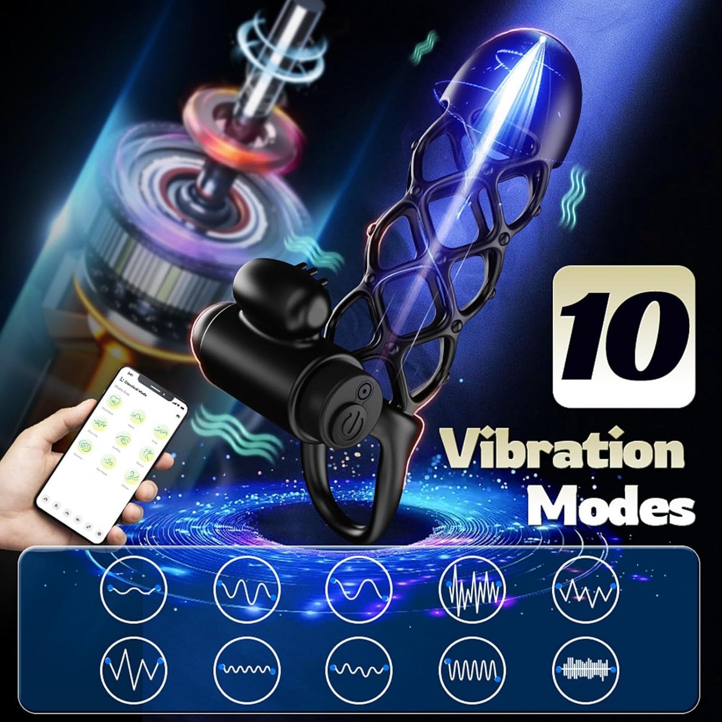 Electric Penis Trainer Vibrator Sleeve Glans Stimulation with 10 Vibration Modes
