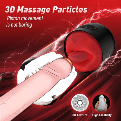 360° Tongue Licking & 9 Vibrating Modes Automatic Penis Trainer Masturbator