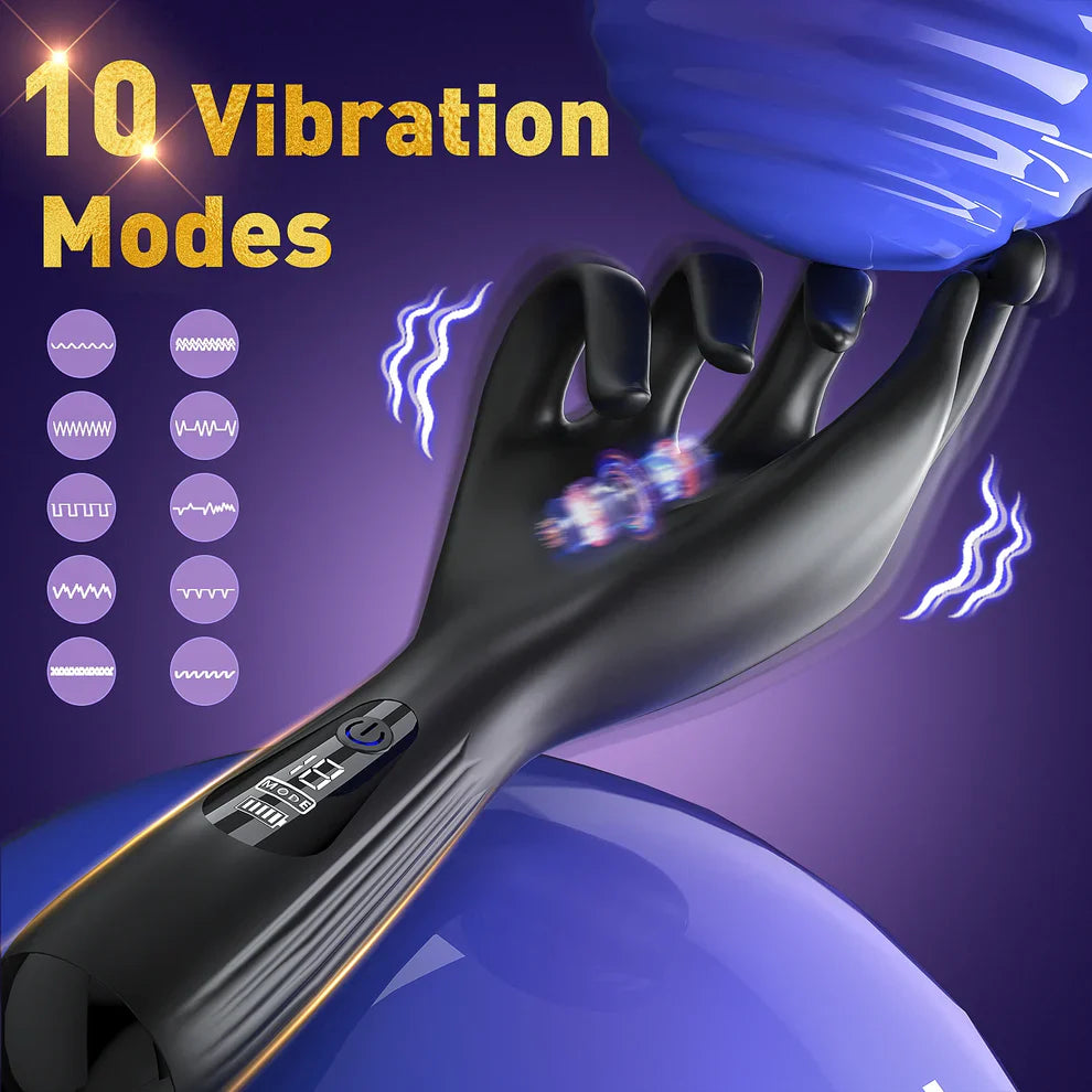 LED Display Penis Trainer Glans Vibrator Massager Masturbator with 10 Vibration Modes